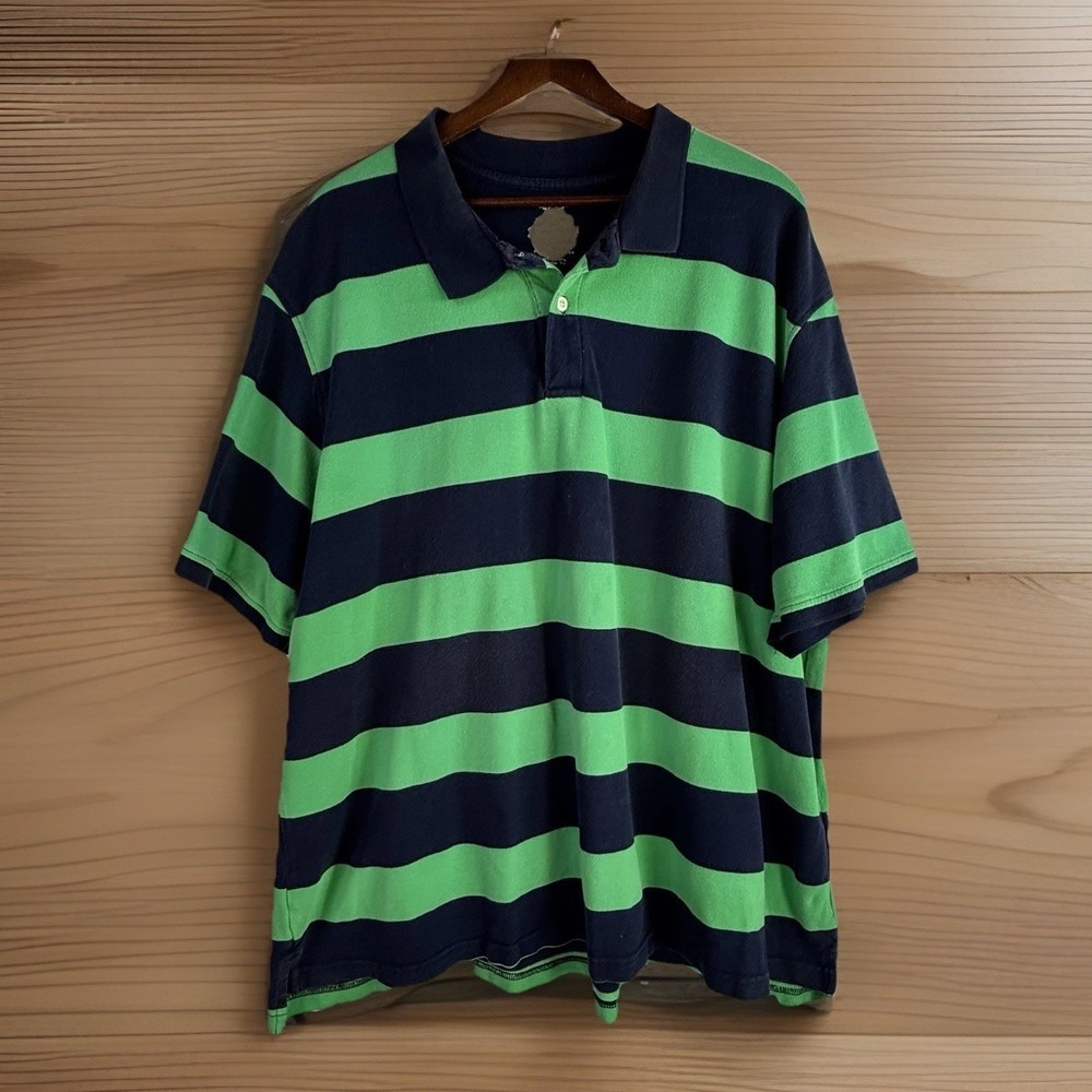 Vintage 90s/Y2K Faded Glory Polo Shirt XXL 2XL Navy Blue Hunter Green Cotton